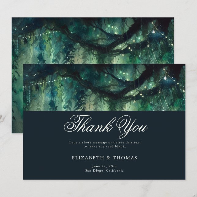 Magischer Garten des verzauberten Waldes SmaragdWe Dankeskarte (Vorne/Hinten)