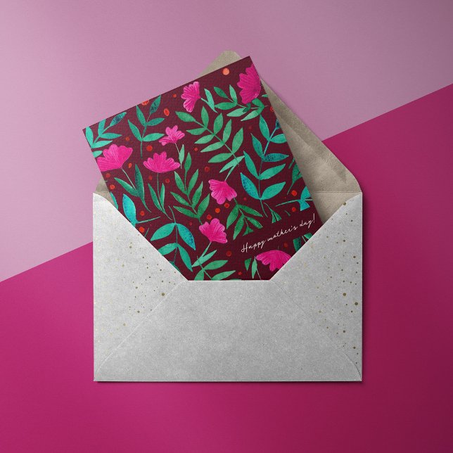 Magischer Garten Magenta Mutterkarte Feiertagskarte (Von Creator hochgeladen)