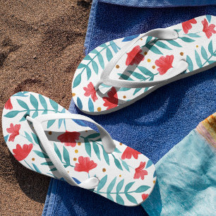 Magischer Garten - rot und türkis Flip Flops