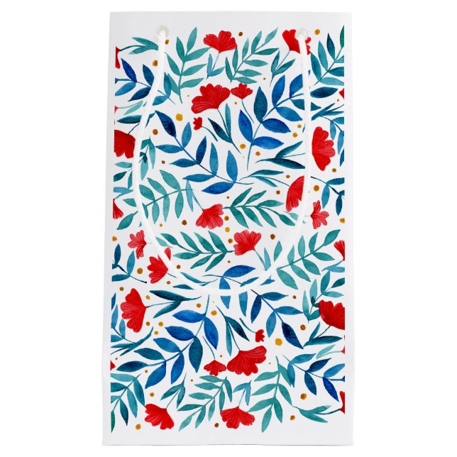 Magischer Garten - rot und türkis Kleine Geschenktüte (Vorderseite)