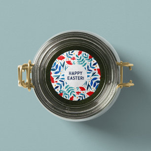 Magischer Garten - rot und türkisfarbener Osterauf Runder Aufkleber