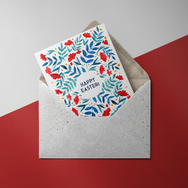 Magischer Garten - rote und türkisfarbene Osterkar Feiertagskarte