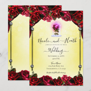 Magischer Glanz Rote Rose Silber Gelbe Hochzeit Einladung
