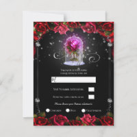 Magischer Glanz Rote Rose Silber Schwarz RSVP