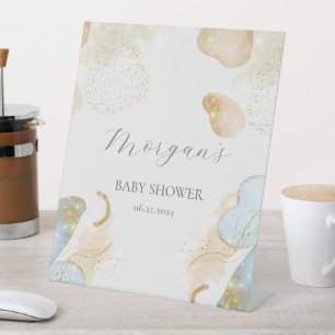 Magischer Glitzer Abstrakt Baby Shooting Monogram Sockelschild