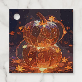 Magischer, glühender Kürbis mit Herbstausscheiden Geschenkanhänger