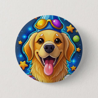 Magischer Golden Retriever Welpe mit Sternen Button