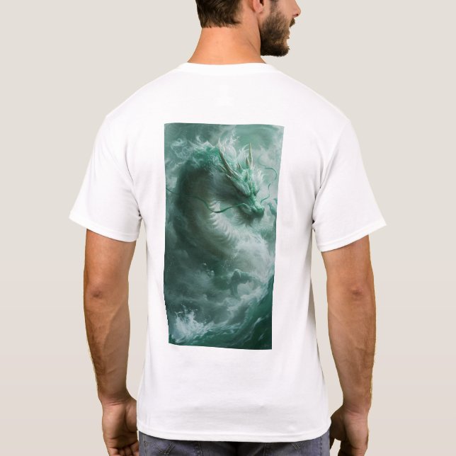 Magischer Grün- und Weißdrache T - Shirt (Rückseite)