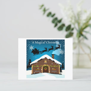 Magischer Heiligabend   Santas Schlitten & gemütli Postkarte