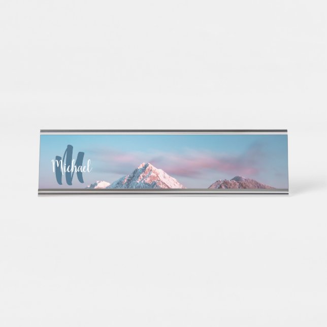 Magischer Himmelsmonogramm Berg Storžič Slowenien Schreibtischnamensplakette (Vorderseite )