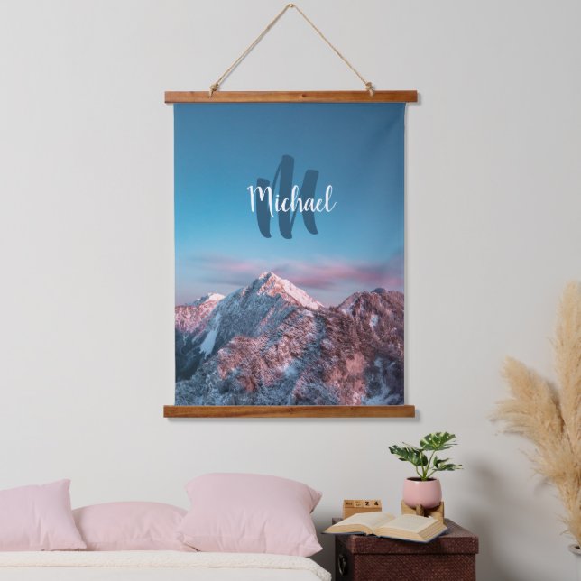 Magischer Himmelsmonogramm Berg Storžič Slowenien Wandteppich Mit Holzrahmen (Schlafzimmer)