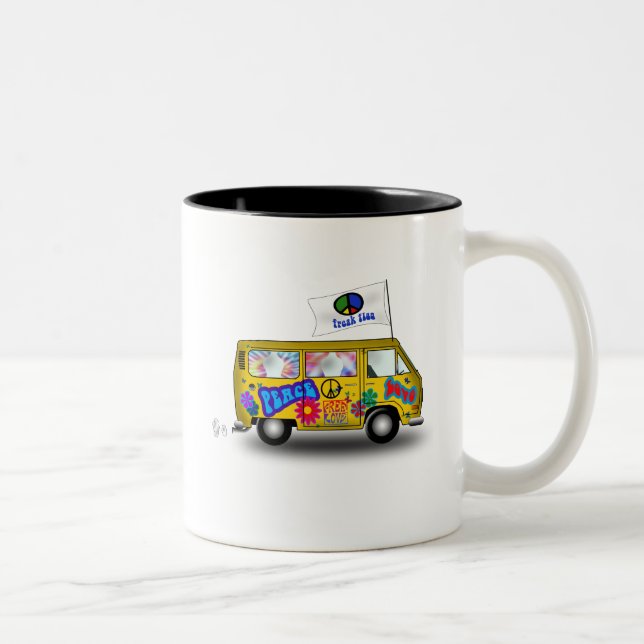 Magischer Hippie Van Zweifarbige Tasse (Rechts)