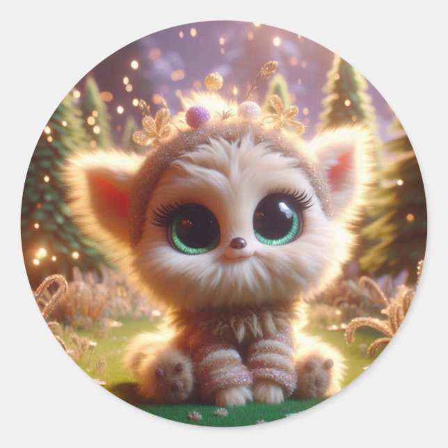 Magischer Hund Runder Aufkleber (Vorderseite)