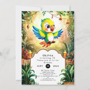 Magischer Jungle Parrot Geburtstag Einladung