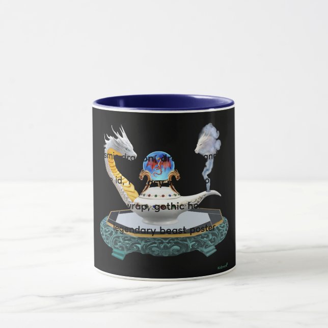 Magischer Keramik-Drache Laterne Fantasy-Kunst  Tasse (Zentrum)