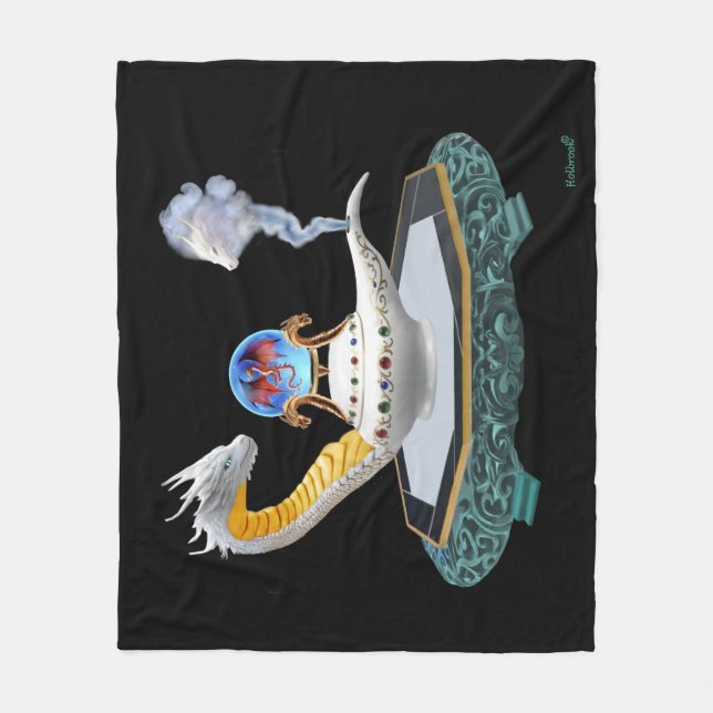 Magischer Keramik-Drache-Laterne-Flanelldecke Fleecedecke (Vorderseite)