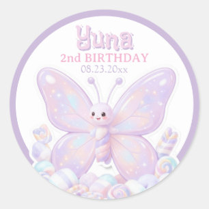 Magischer Lavendel-Lila Geburtstag Schmetterling A Runder Aufkleber