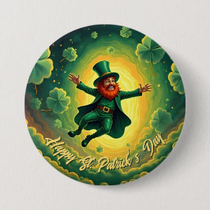 Magischer Leprechaun St. Patrick’s Day Kunst Button