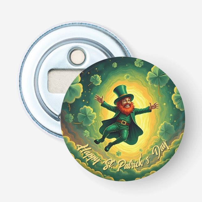Magischer Leprechaun St. Patrick’s Day Kunst Flaschenöffner (Vorderseite)