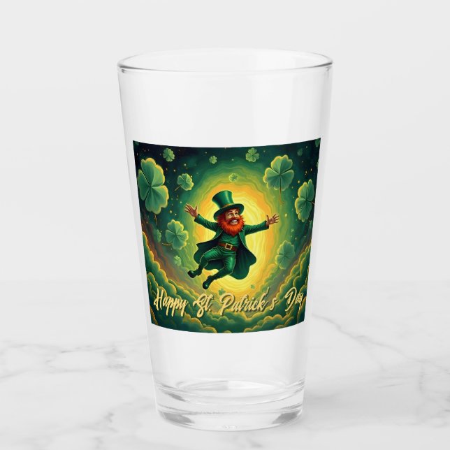 Magischer Leprechaun St. Patrick’s Day Kunst Glas (Vorderseite)