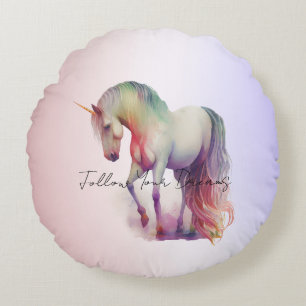 Magischer Lila Blush Ombre Unicorn Glitzer Rundes Kissen