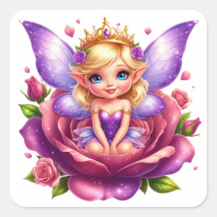 Magischer lila Fee für Fantasy-Liebhaber Quadratischer Aufkleber