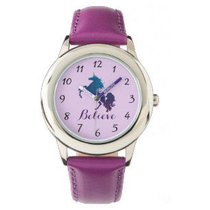 Magischer lila und blauer aufrichtenUnicorn Armbanduhr