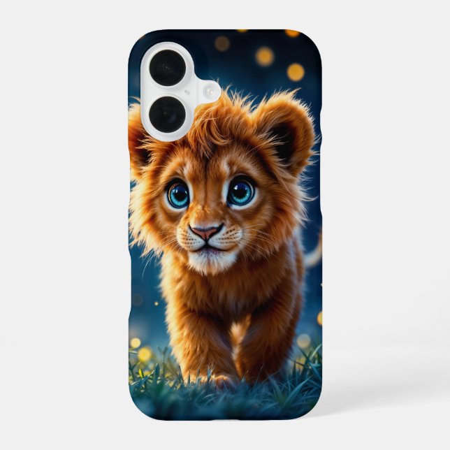 Magischer Löwe, der in einer Fantasienacht spazier iPhone 16 Hülle (Rückseite)