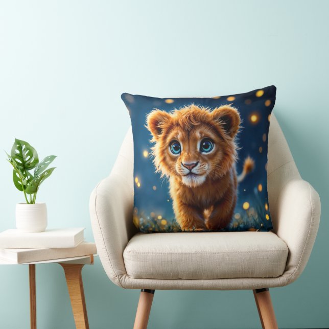 Magischer Löwe, der in einer Fantasienacht spazier Kissen (Stuhl )