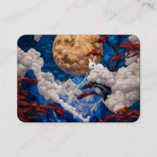 Magischer Mond & Weißer Hase – Träumerische Wolken Visitenkarte