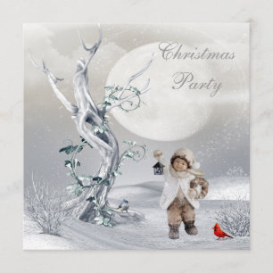 Magischer Mond-Winter-Szenen-Junge u. Einladung