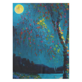 Magischer Moon River Tree im Ölmalstil Tischdecke