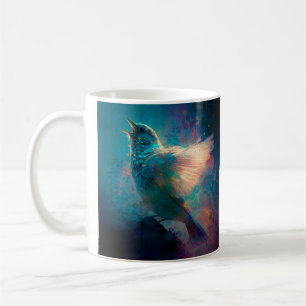 Magischer Mystischer Vogel singt seinen Song Kaffeetasse