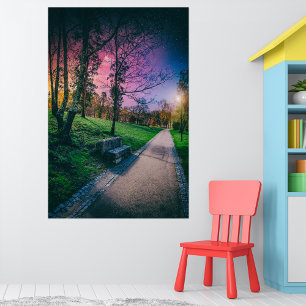 Magischer Nachthimmel in einem Park mit farbenfroh Fotodruck