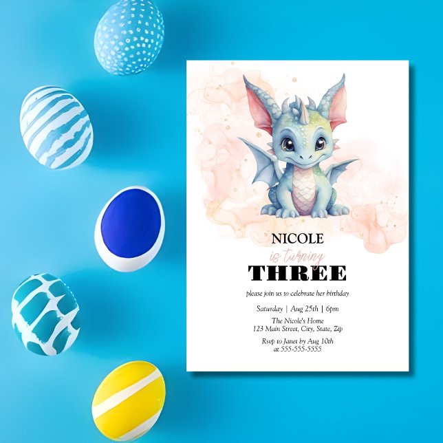 Magischer Niedlicher Baby Dragon Fairytale Geburts Einladung (Von Creator hochgeladen)