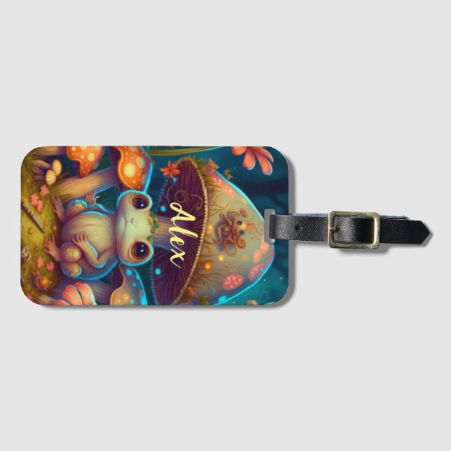 Magischer niedlicher Froschpilz Gepäckanhänger (Vorderseite (Horizontal))