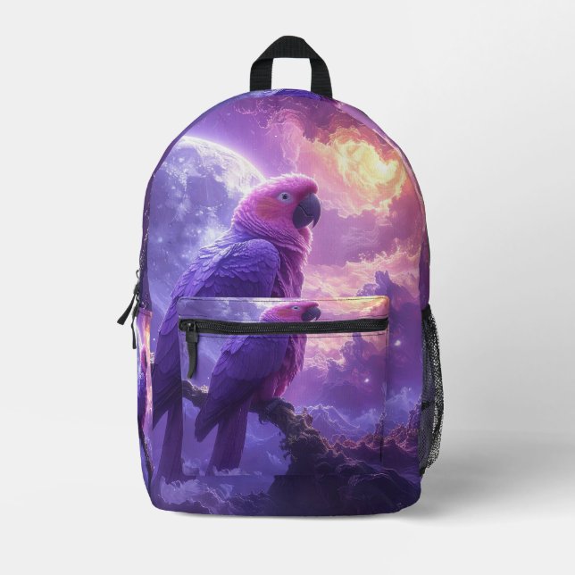 Magischer Papagei Bedruckter Rucksack (Vorderseite)