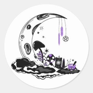 Magischer Pilzkristall Mondgarten Geburtstag  Runder Aufkleber