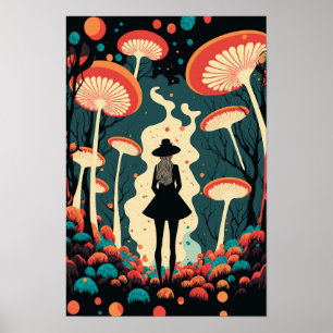 Magischer Pilzwald Poster Trippy Art 1