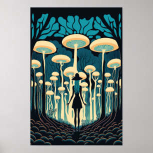 Magischer Pilzwald Poster Trippy Art 2