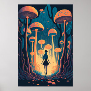 Magischer Pilzwald Poster Trippy Art 3