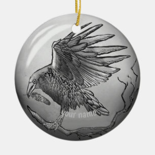 Magischer Rabe Keramik Ornament