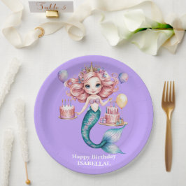 Magischer Regenbogen der Meerjungfrau Geburtstagsk Pappteller