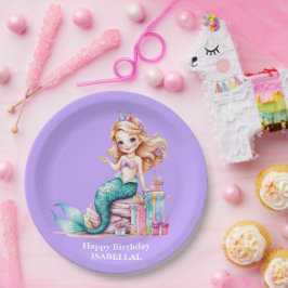 Magischer Regenbogen der Meerjungfrau Geburtstagsk Pappteller