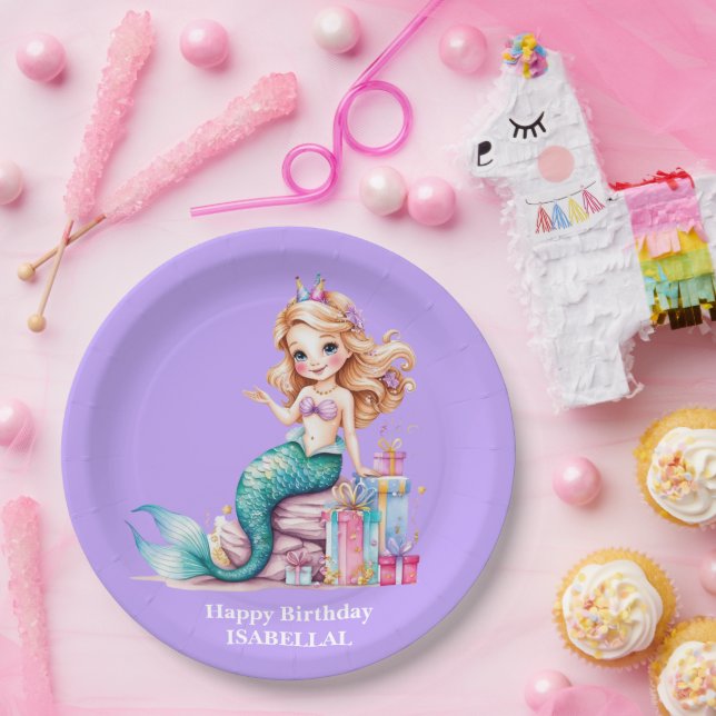 Magischer Regenbogen der Meerjungfrau Geburtstagsk Pappteller (Party)