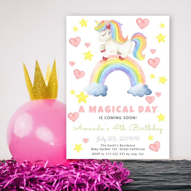 Magischer Regenbogen Einhorn Geburtstag Einladung (Von Creator hochgeladen)