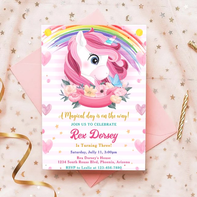 Magischer Regenbogen Einhorn Geburtstag Einladung (Von Creator hochgeladen)