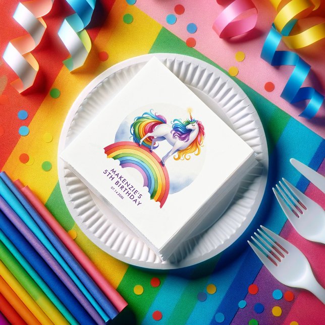 Magischer Regenbogen Einhorn Geburtstag Serviette (Unicorn rainbow birthday party napkins)