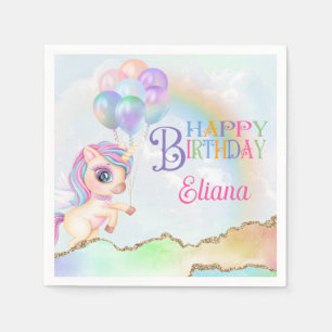Magischer Regenbogen Einhorn Geburtstag Serviette