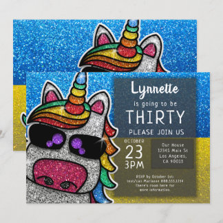 Magischer Regenbogen Einhorn Glitzer Ukraine Gebur Einladung